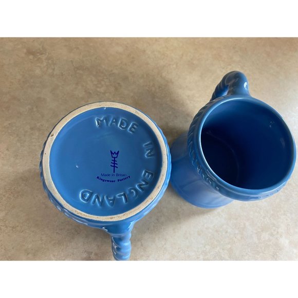 Kingswear Pottery England Schooner Ship Blue Glazed 12 Oz Mug Lot Of Two - Picture 7 of 8